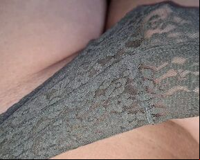Slipping my hand inside the panties to feel how smooth and horny my pussy is